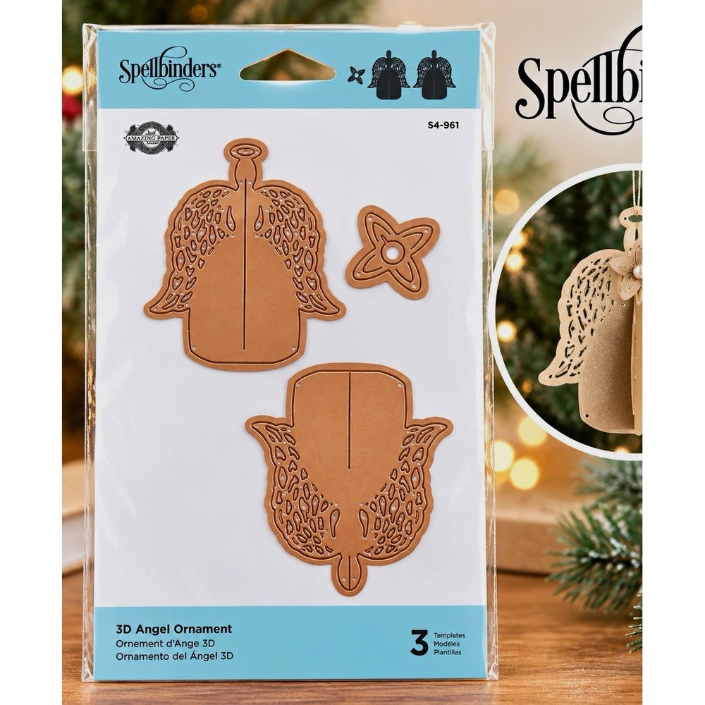 Spellbinders 3D Angel Ornament Cutting Dies Set of 3 Templates Detailed S4-961